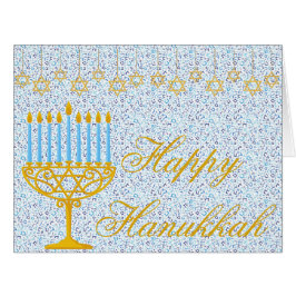 HAPPY HANUKKAHヘブライ語カスタマイズ可能グリーティングカード