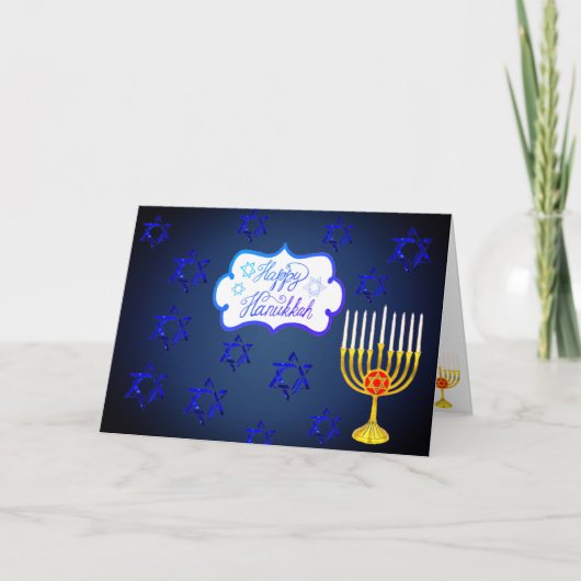 HAPPY HANUKKAHホリデーカスタマイズ可能グリーティングカード カード (正面)