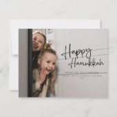 Happy Hanukkahミニマルな家族の名前写真 シーズンカード (正面)