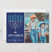 Happy Hanukkahモダンファミリーフォトカード (正面)