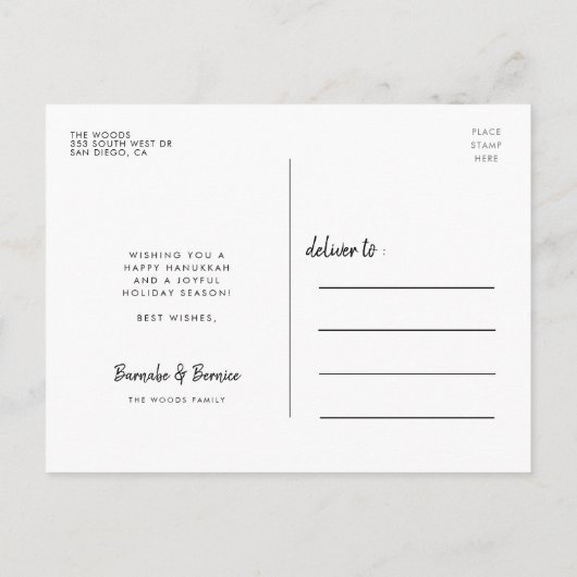 Happy Hanukkah休日の家族の写真 ポストカード (裏面)