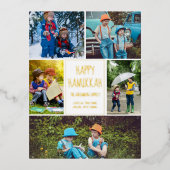 Happy Hanukkah写真モダンコラージュエレガント金ゴールド 箔シーズンポストカード (正面)