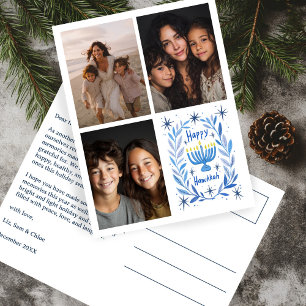 HAPPY HANUKKAH手描きカスタム3 PHOTO Letter シーズンポストカード
