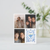 HAPPY HANUKKAH手描きカスタム3 PHOTO Letter シーズンポストカード (スタンド正面)