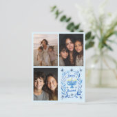 HAPPY HANUKKAH手描きカスタム3 PHOTO Letter シーズンポストカード (スタンド正面)