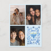 HAPPY HANUKKAH手描きカスタム3 PHOTO Letter シーズンポストカード (正面)
