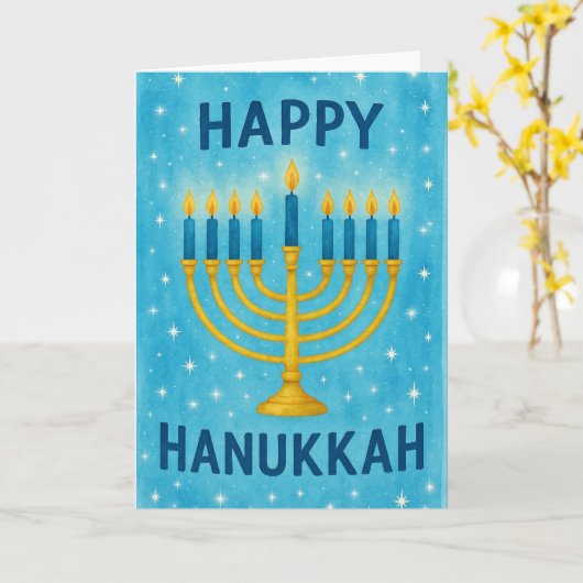 Happy Hanukkah カード (黄色い花)