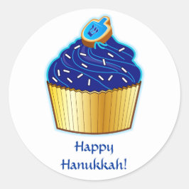 Happy Hanukkah:クッキーと白のカップケーキ ラウンドシール