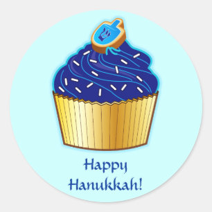 Happy Hanukkah：クッキー付きカップケーキ ラウンドシール
