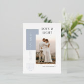 Happy Hanukkah ミニマル Love Light Photo 箔シーズンポストカード (立ち正面)