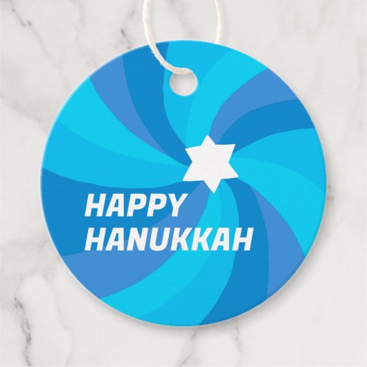 HAPPY HANUKKAH モダン Swirl Star of David カスタムDavid フェイバータグ (正面)