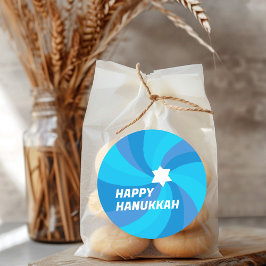 HAPPY HANUKKAH モダン Swirl Star of David カスタムDavid ラウンドシール