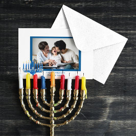 Happy Hanukkah(ユダヤ教)メノラーと写真 シーズンカード