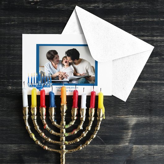 Happy Hanukkah(ユダヤ教)メノラーと写真 シーズンカード
