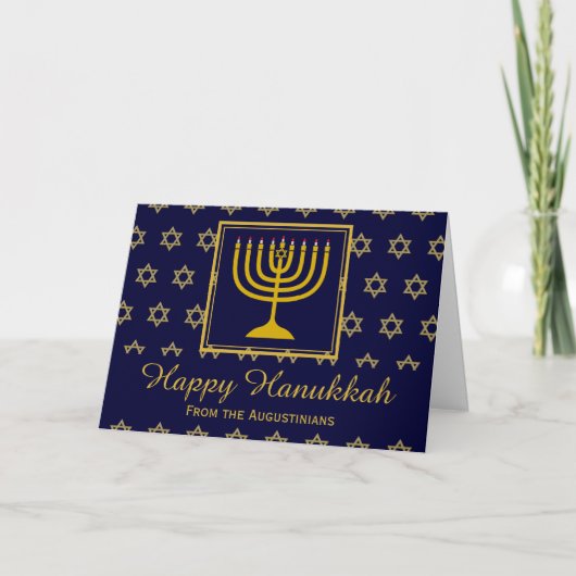 HAPPY HANUKKAH(ユダヤ教)メノラースター・オブ・デビッパーソナライズされたド シーズンカード (正面)