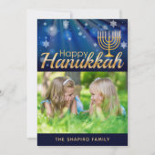 Happy Hanukkah（ユダヤ教）メノラーパーソナライズされた写真 (正面)