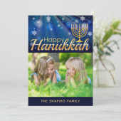 Happy Hanukkah（ユダヤ教）メノラーパーソナライズされた写真 (スタンド正面)