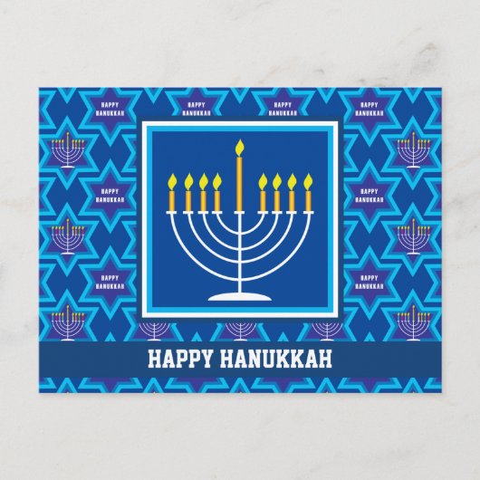 🕎 Happy Hanukkah,（ユダヤ教）メノラー，カスタマイズ ポストカード (正面)