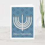 Happy Hanukkah（ユダヤ教）メノラー/Star of David pattern 2 シーズンカード<br><div class="desc">ダビデの青と黒の星 黄金の光を持つ光金ゴールド（ユダヤ教）メノラーと蓮のパターン。</div>