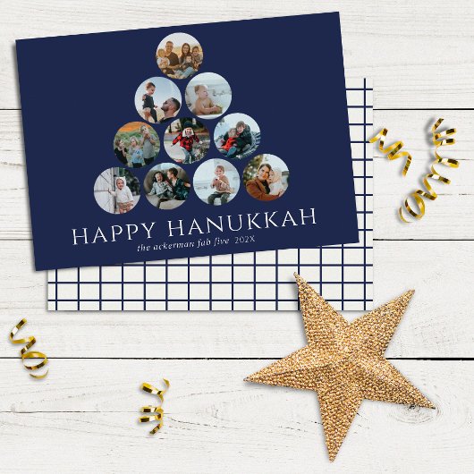 Happy Hanukkah 10写真ネイビーブルーホワイト