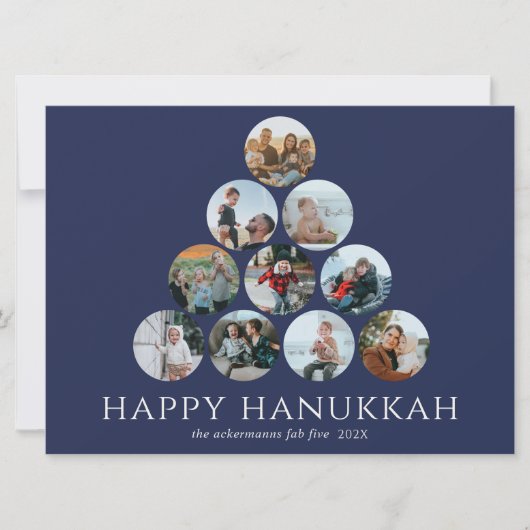 Happy Hanukkah 10写真ネイビーブルーホワイト (正面)