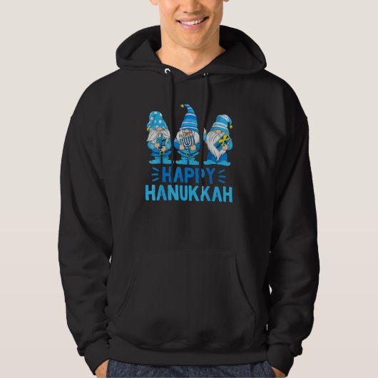 Happy Hanukkah 2022 Gnomes Menorah Dreidel Costume パーカ (正面)