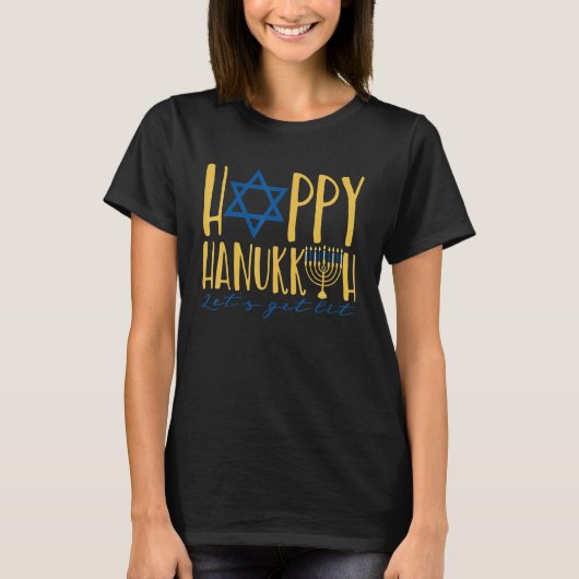 Happy Hanukkah 2022 Let's Get Lit Jewish Menorah C Tシャツ (正面)