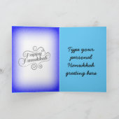 Happy Hanukkah 3枚の写真ブルーホワイト2トーン背景 シーズンカード (内部)
