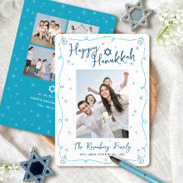 Happy Hanukkah 5 Photo Hand Drawn Doodle Whimsical シーズンカード