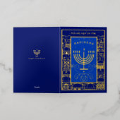 Happy Hanukkah Beautiful Jewish Holiday Menorah 箔グリーティングカード (外側レイダウン)
