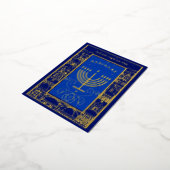 Happy Hanukkah Beautiful Jewish Holiday Menorah 箔招待状ポストカード (回転した状態)