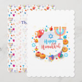 Happy Hanukkah Beautiful Jewish Holiday Ornament サンキューカード (正面/裏面)