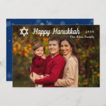 Happy Hanukkah Blueモダンと金ゴールド写真 シーズンカード<br><div class="desc">ハッピーモダンハヌッカブルーと金ゴールドフォトホリデーカード</div>