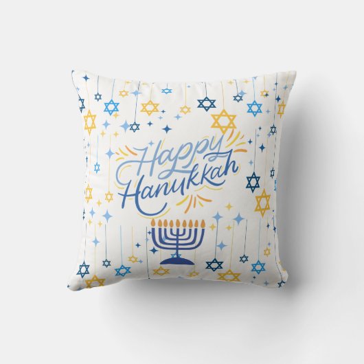 Happy Hanukkah Blue And Gold クッション (裏面)