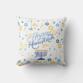 Happy Hanukkah Blue And Gold クッション (正面)