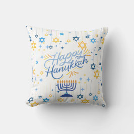 Happy Hanukkah Blue And Gold クッション
