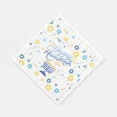 Happy Hanukkah Blue And Gold スタンダードランチョンナプキン (角)
