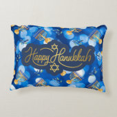 Happy Hanukkah Blue And White アクセントクッション (裏面)