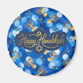 Happy Hanukkah Blue And White マグネット (正面)