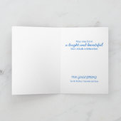 Happy Hanukkah Blue and White Menorah カード (内部)