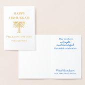 Happy Hanukkah Blue and White Menorah 箔カード (ディスプレー)
