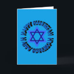 Happy Hanukkah Blue Star of David Greeting シーズンカード<br><div class="desc">Happy Hanukkah Blue Star of David Greeting card for business,  friends or family.写カスタマイズ真、名前または文字</div>