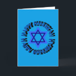 Happy Hanukkah Blue Star of David Greeting シーズンカード<br><div class="desc">Happy Hanukkah Blue Star of David Greeting card for business,  friends or family.写カスタマイズ真、名前または文字</div>