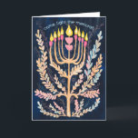 Happy Hanukkah Botanical Menorah Watercolor シーズンカード<br><div class="desc">Sweet drawing to wish someone happy hanukkah! Click "edit using design tool" to add your own text. Also available as postcard, flat card or digital download to send instantly via email or text message. Check my shop for more or let me know if you'd like something custom! I can create...</div>