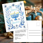 Happy Hanukkah Botanical Menorah Watercolor CUSTOM シーズンポストカード<br><div class="desc">Sweet drawing to wish someone happy hanukkah! Click "personalize" to add your own text to the back side. Also available as greeting card or digital download to send instantly via email or text message. Check my shop for more or let me know if you'd like something custom! I can create...</div>