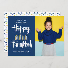 Happy Hanukkah Candle Blue Holidays写真 招待状
