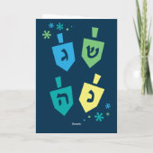 Happy Hanukkah Chanukah Dreidel Greeting Card カード (裏面)