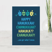 Happy Hanukkah Chanukah Dreidel Greeting Card カード (正面)