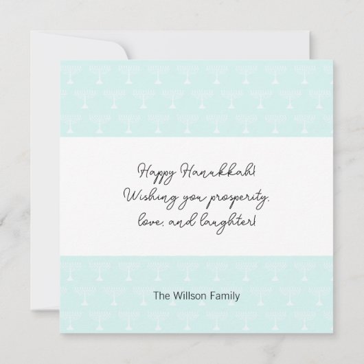 Happy Hanukkah Cute Blue One写真 カード (裏面)