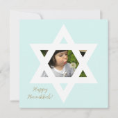 Happy Hanukkah Cute Blue One写真 カード (正面)